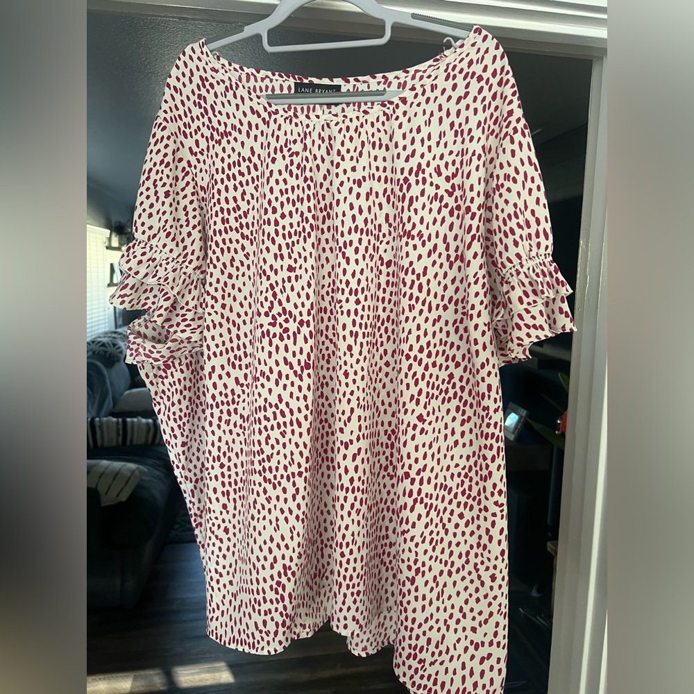Lane Bryant Pink and White Blouse